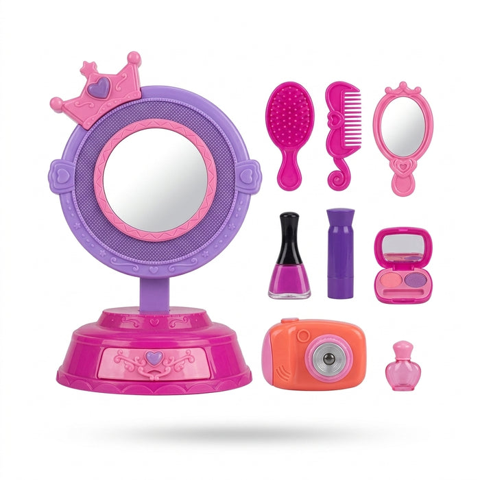 Princess Vanity Mirror Set — Toy Beauty Kit with Hair Dryer