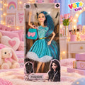 Fashion Girl Doll– Stylish Blue Dress Doll with Handbag & Colorful Hair