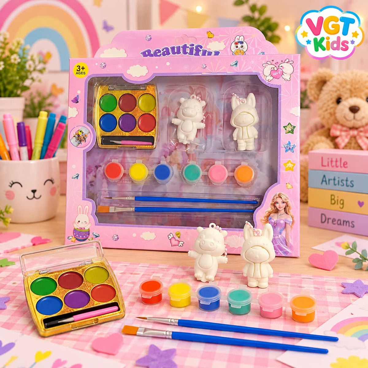 DIY Paint Craft Set for Kids 6 Paint Pots & Brushes