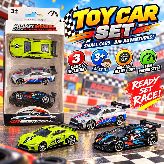 3 Piece Alloy Model Toy Car Set