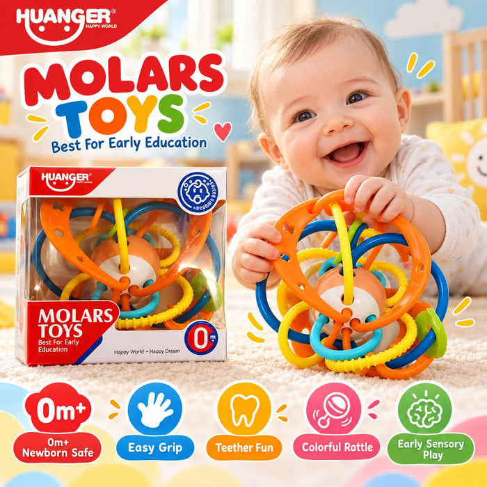 Baby Teether Rattle Ball- Easy Grip Sensory Toy