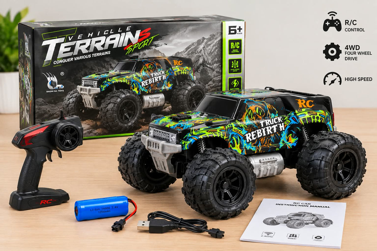 RC Monster Truck Terrain Stunt Toy with Big Tires