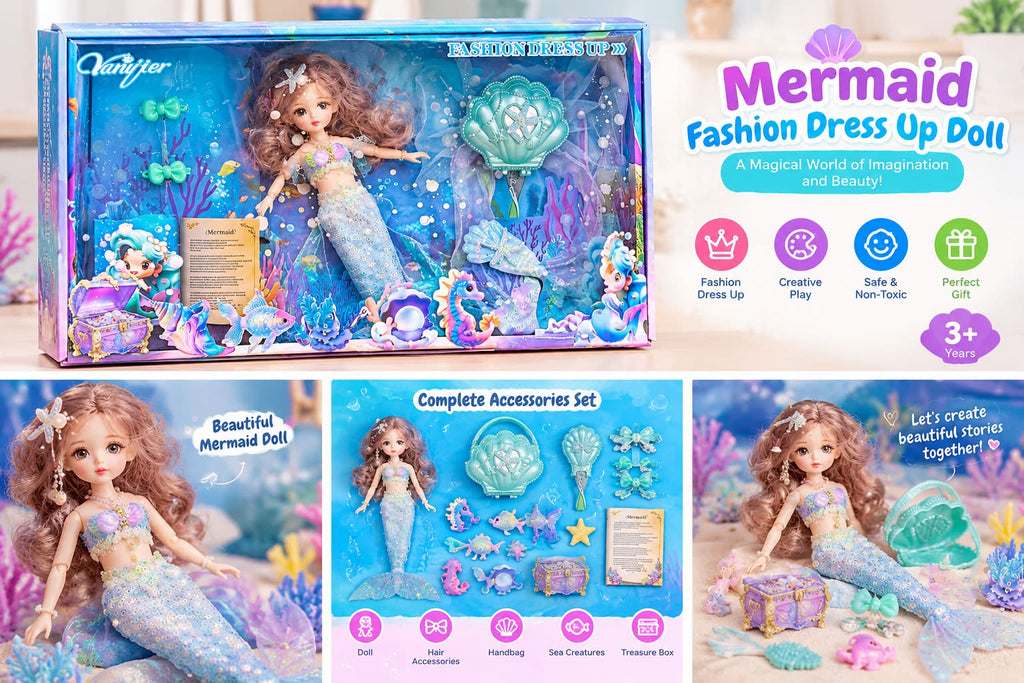 Mermaid Fashion Dress-up Doll Set