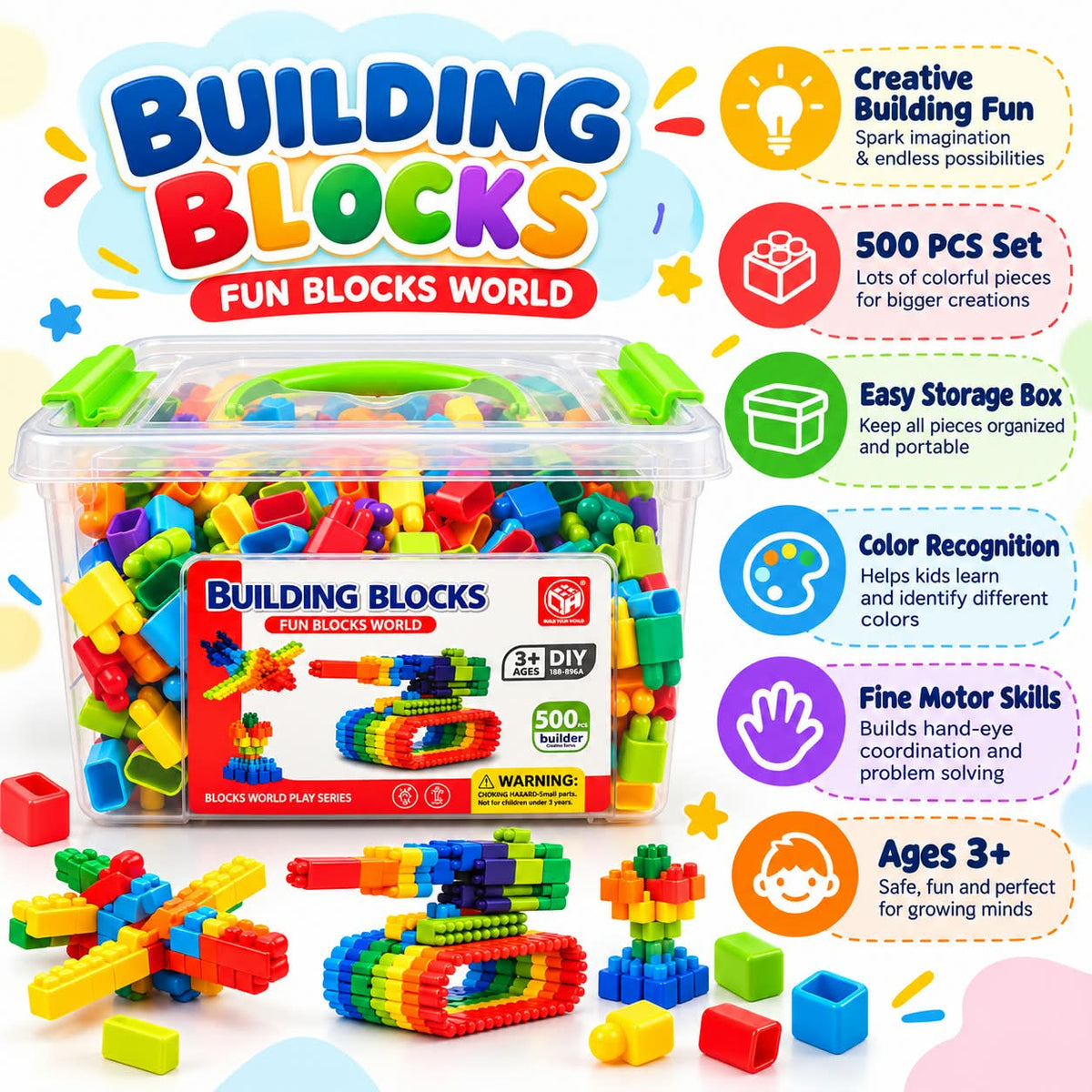 500 Pcs Building Blocks Set – Creative Learning
