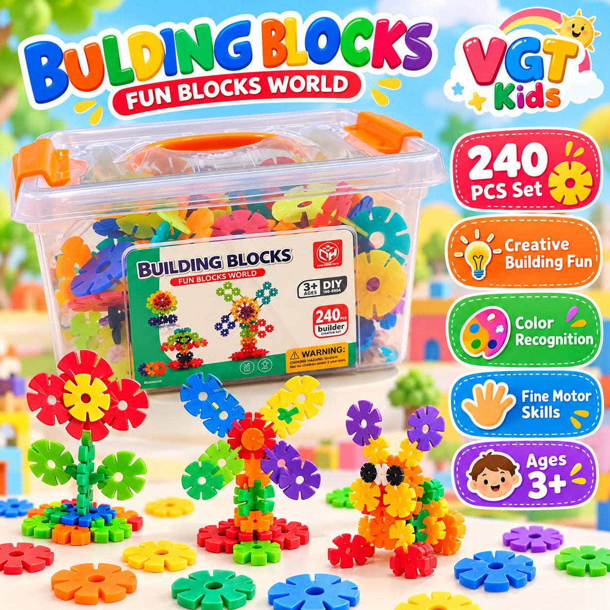 240 Pcs Flower Building Blocks Set Creative DIY Construction