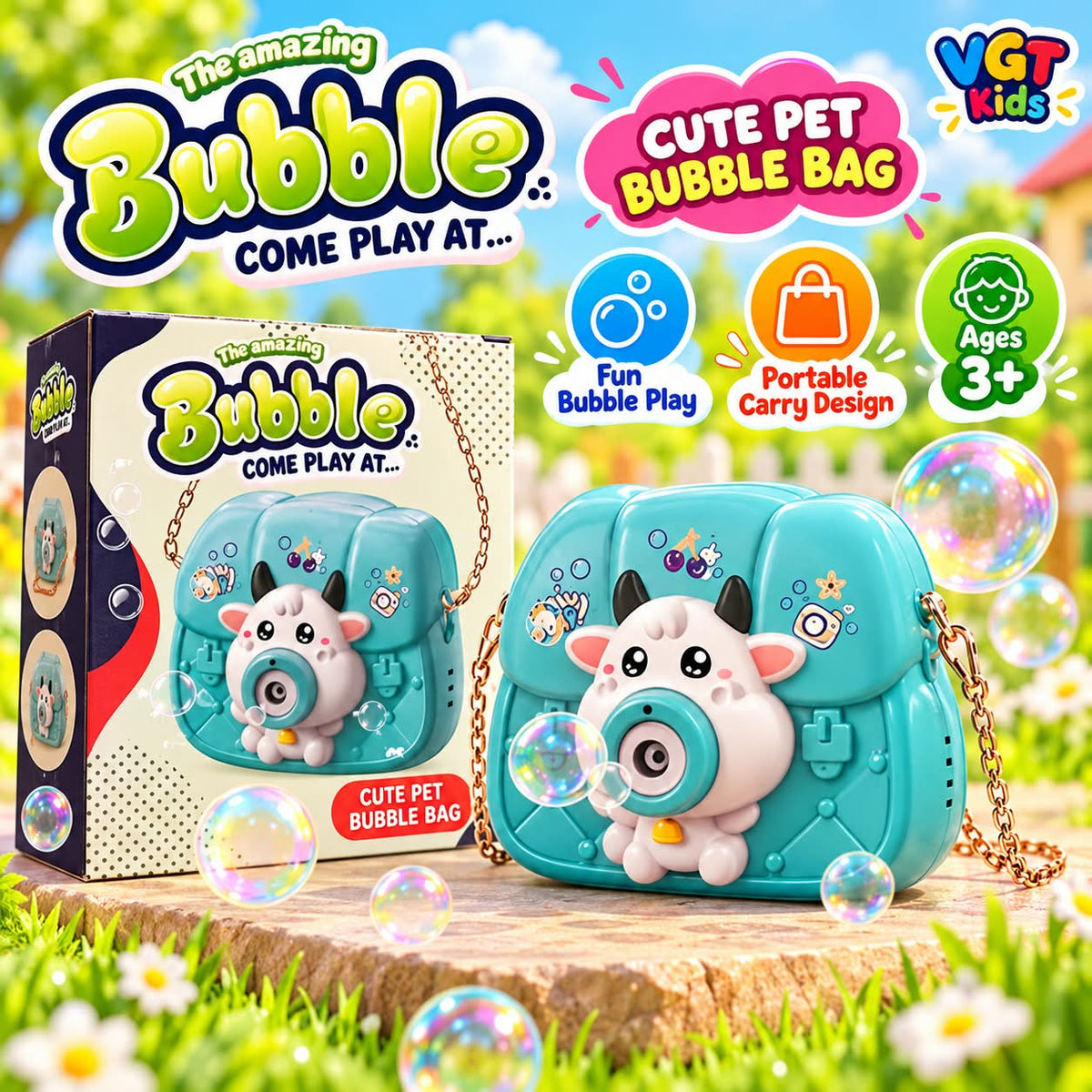 Cute Pet Bubble Bag Portable Bubble Blower Purse with Shoulder Chain
