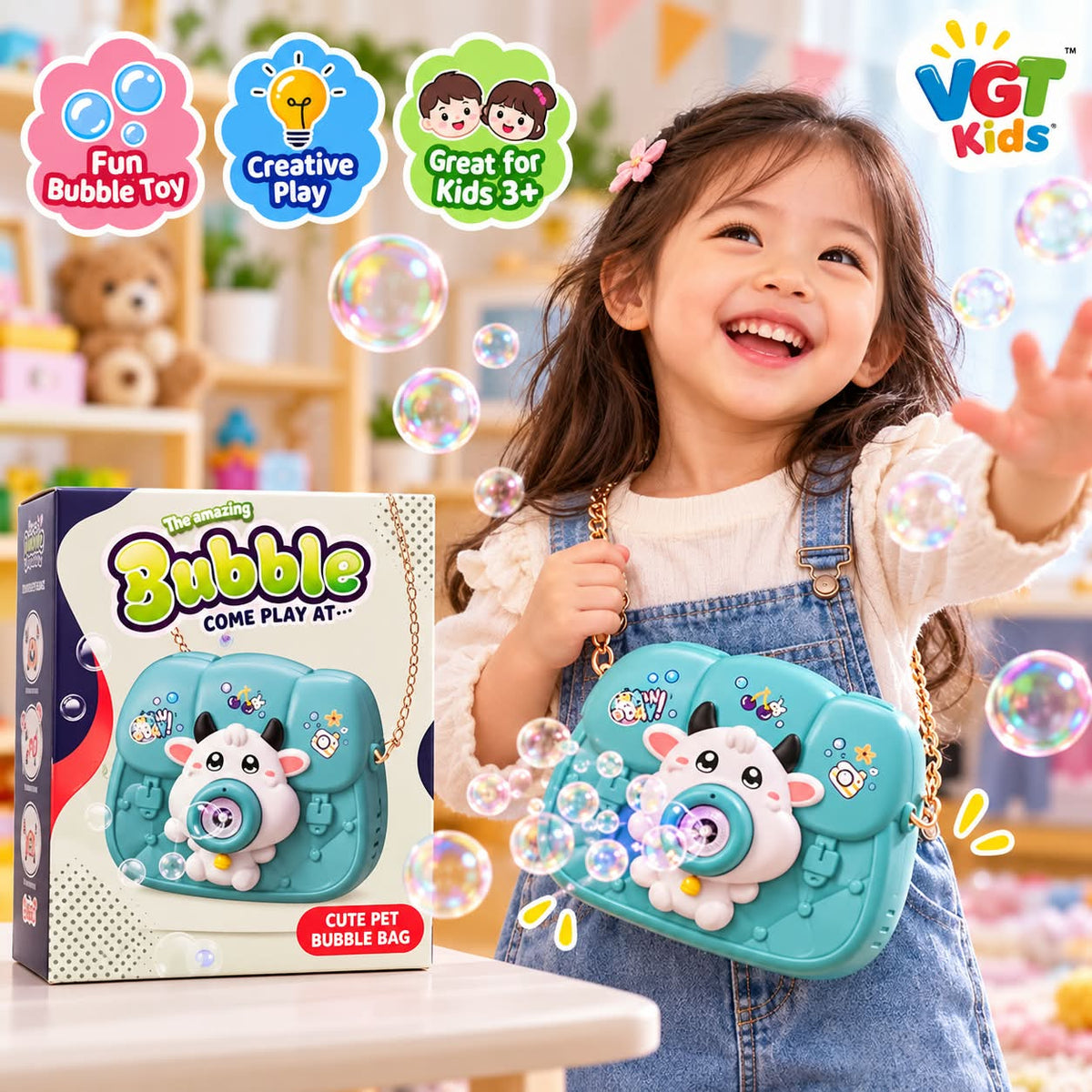 Cute Pet Bubble Bag Portable Bubble Blower Purse with Shoulder Chain