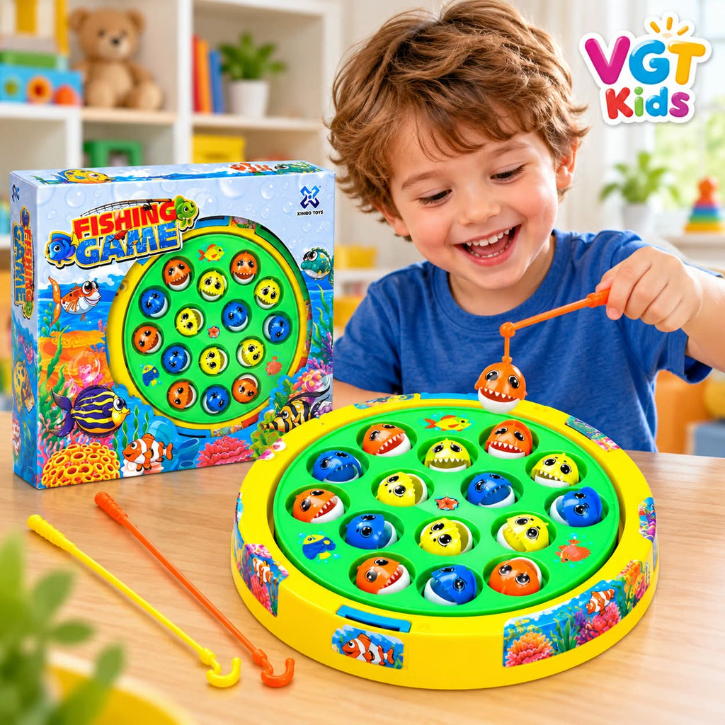 Fishing Game Rotating Fish Catching Toy with Fishing Rods