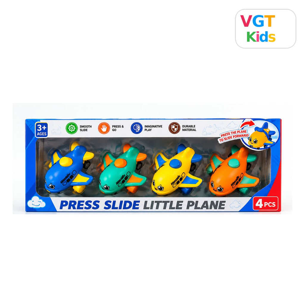 Press & Slide Little Plane 4 Pcs Colorful Push & Go Airplanes