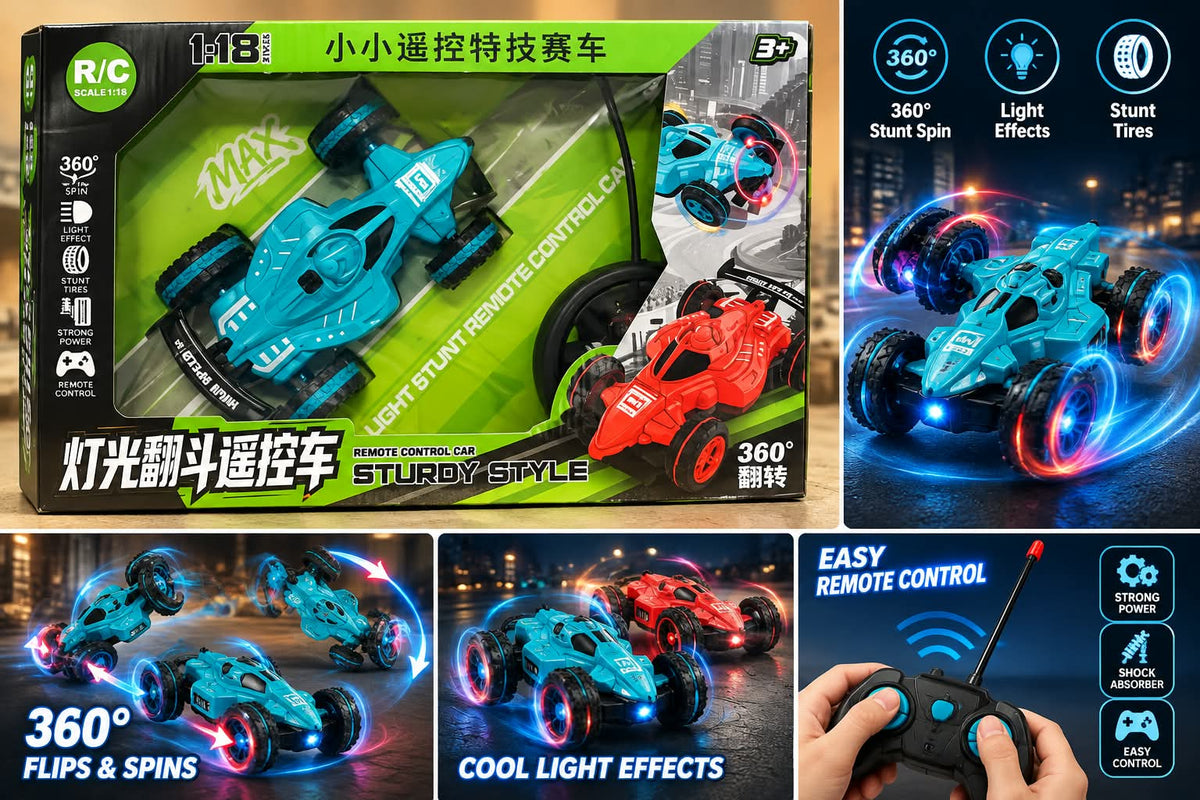 1:18 RC Stunt Car-360° Rotating Remote Control Racing Car with Lights