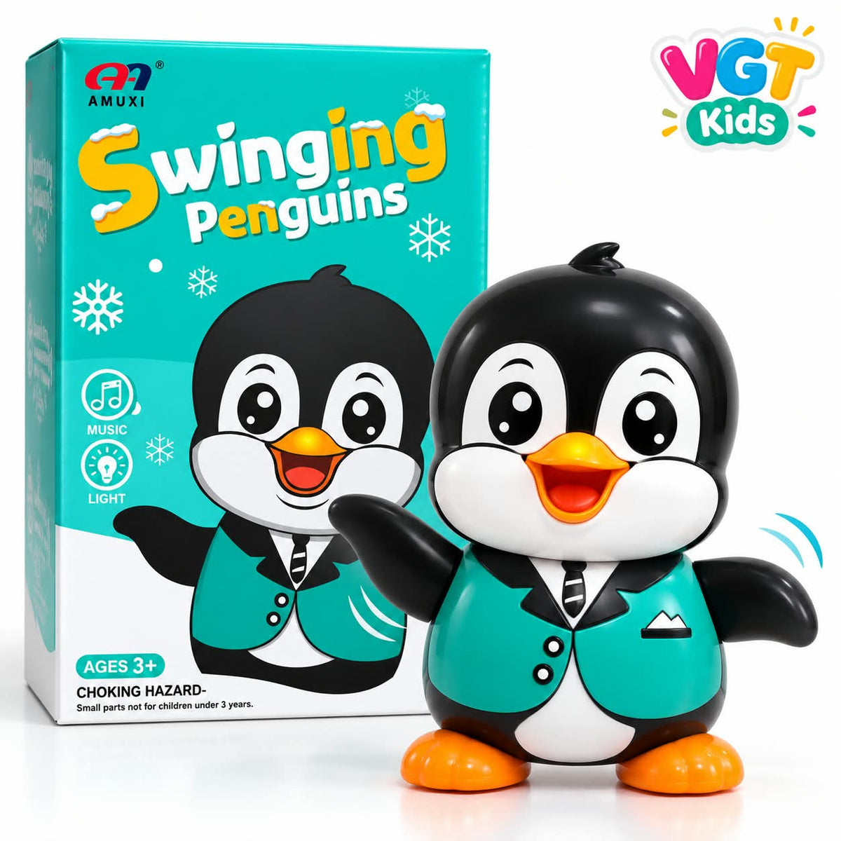 Swinging Penguin– Walking, Music & Colorful Lights
