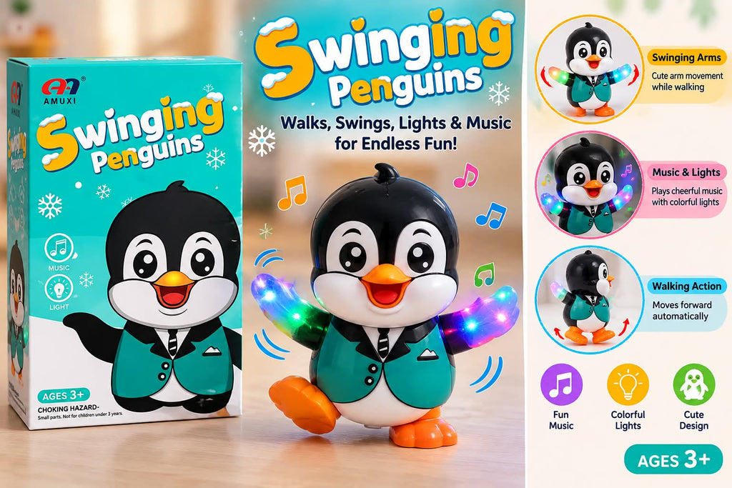 Swinging Penguin– Walking, Music & Colorful Lights