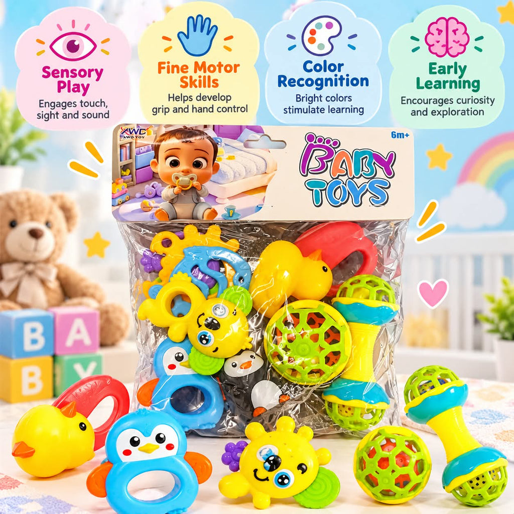 Baby Rattle & Teether 10 Pcs Set