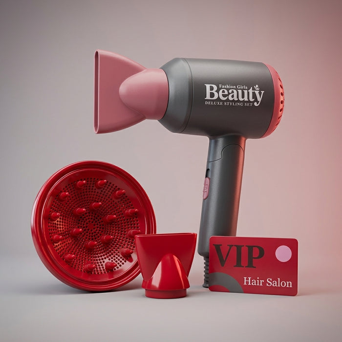 Fashion Girls Deluxe Styling Set — Toy Hair Dryer & Salon Accessories