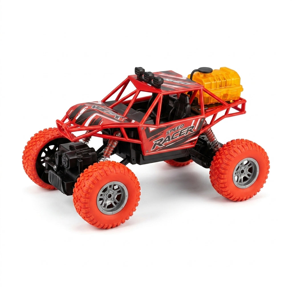 Red Speed Racer RC off-road buggy with roll cage and orange tyres