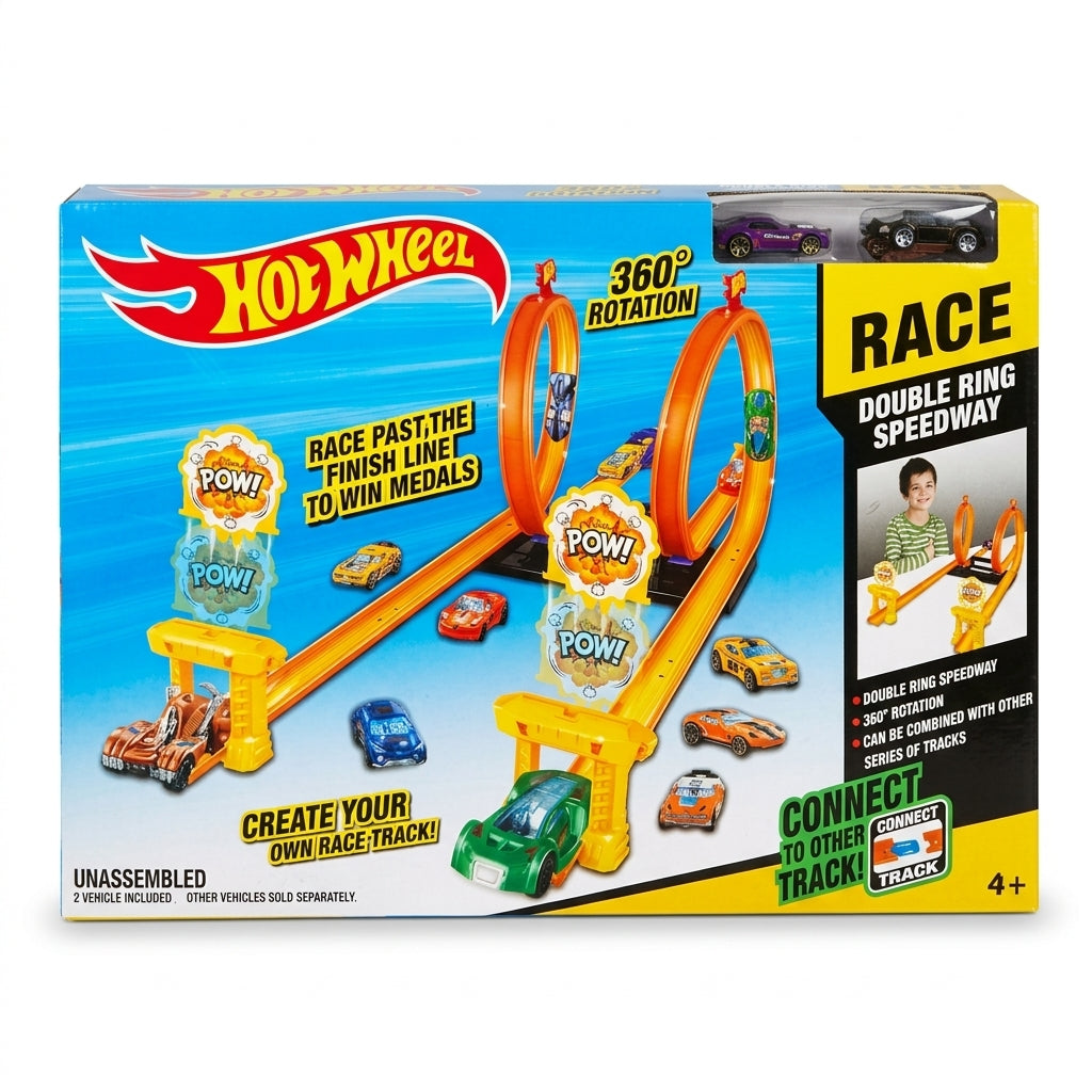 Double Ring Speedway track set retail box front