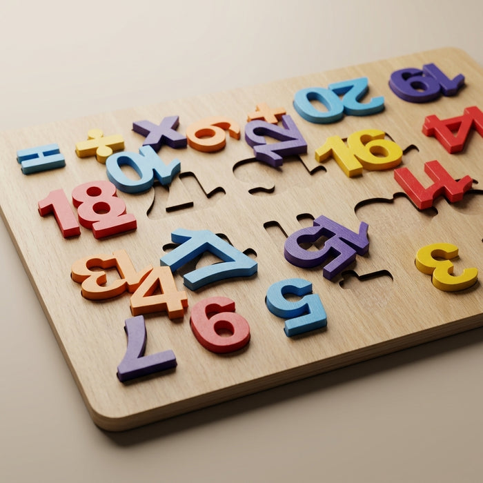 Wooden Numbers & Maths Peg Puzzle Board — Numerals 1 to 20